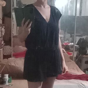 BCBG Navy V-Neck Romper